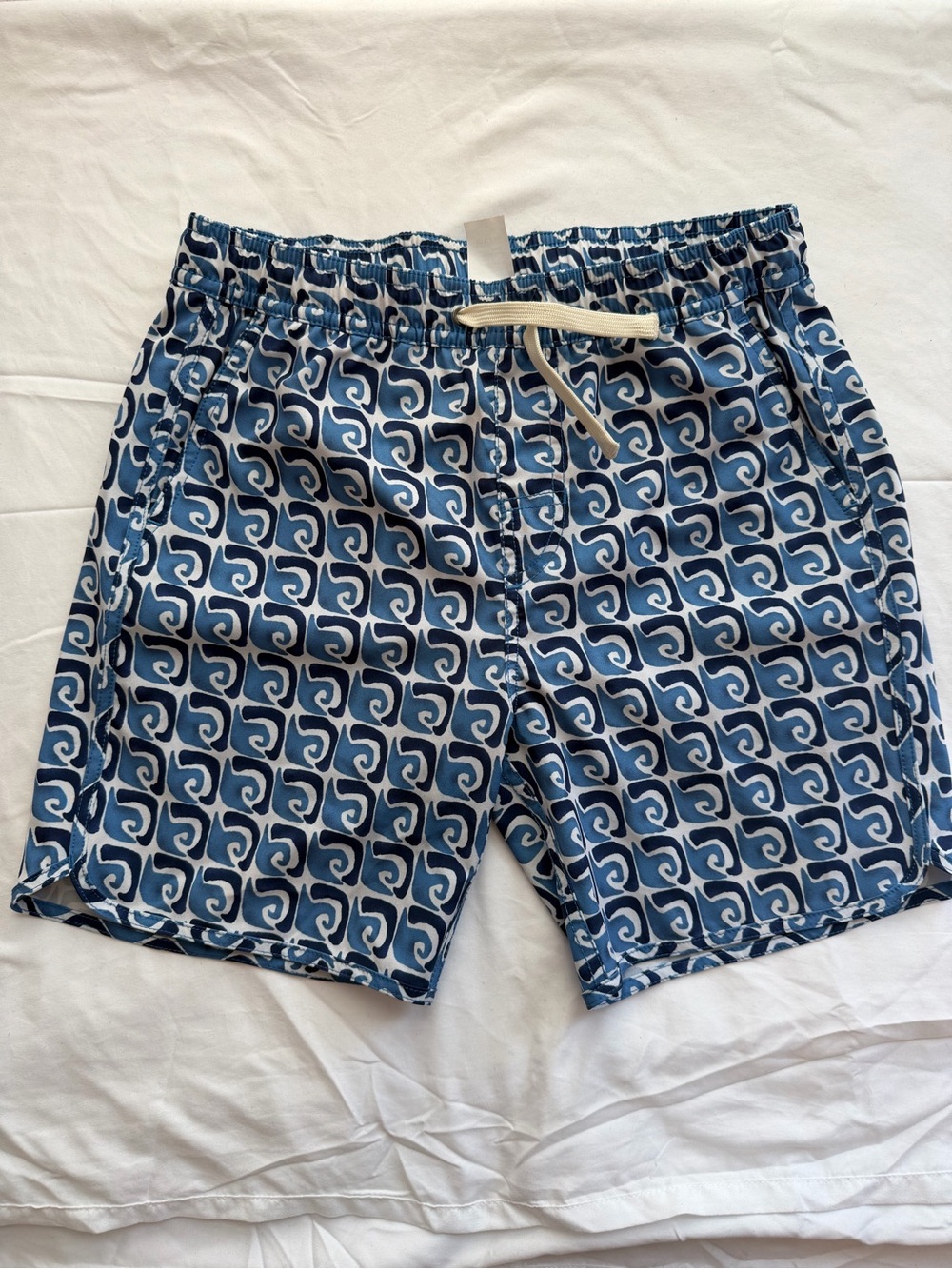 Fair Harbor Kids Blue Geometric Swim Trunks